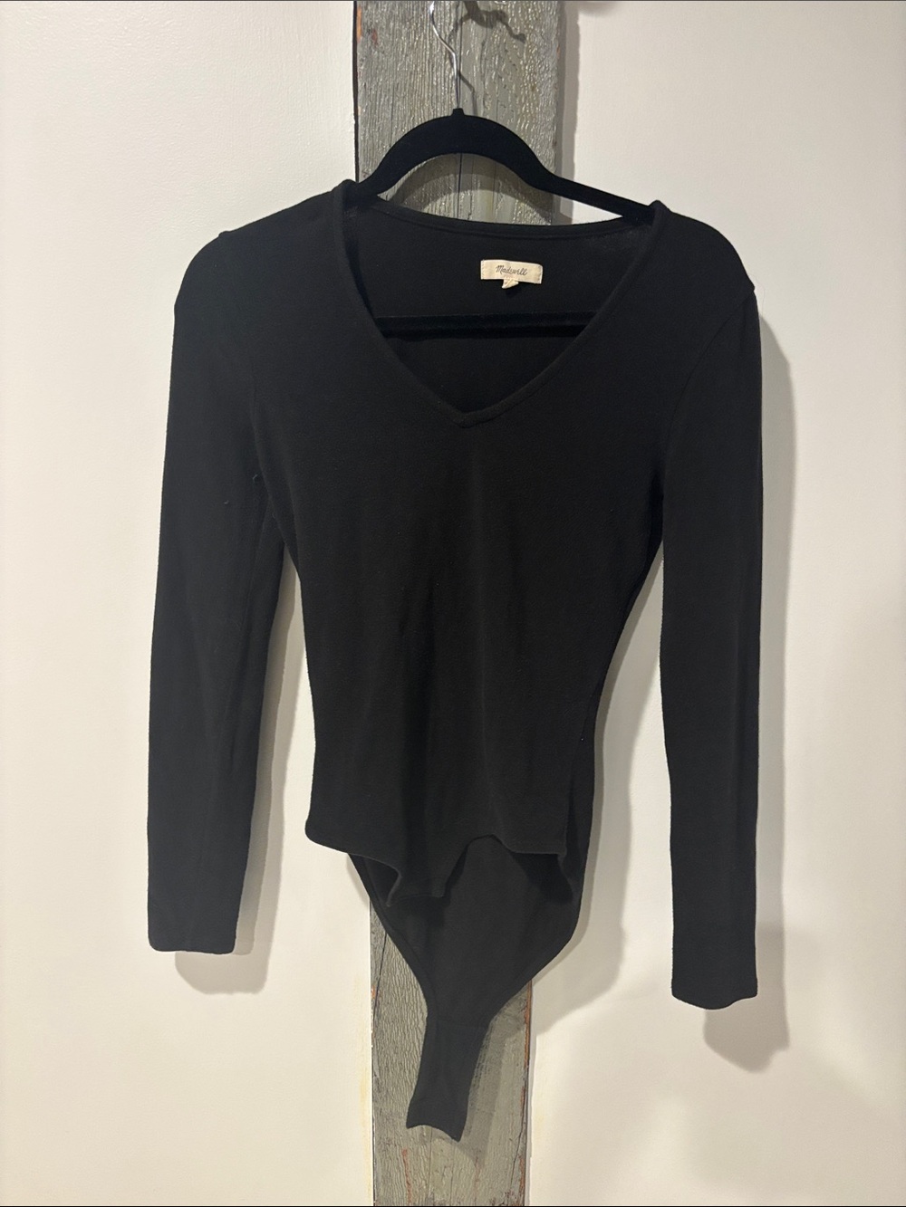 Madewell Black Long-Sleeve V-Neck Bodysuit